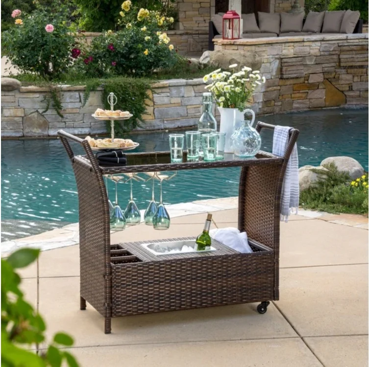 Bar Cart with ice bucket and wine glass rack 01