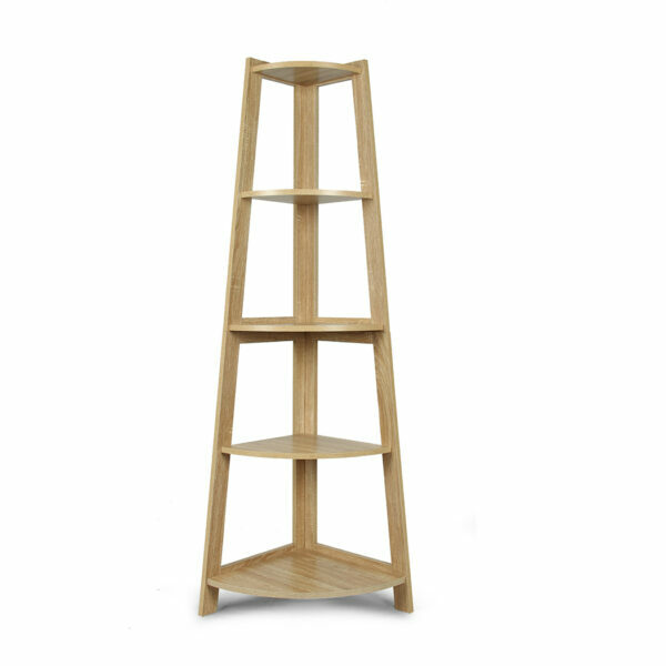 Hawaii-5-Tier-Display-Ladder-Corner-Shelf-Rack-Oak