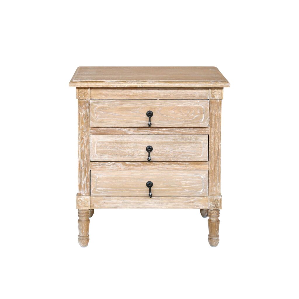 Provincial Oak Bedside Table Three Drawer 01