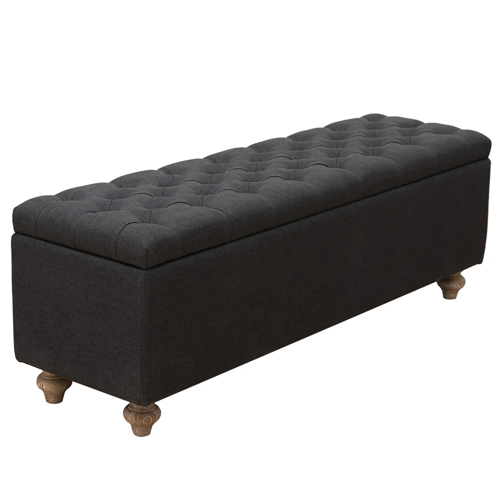 Ottoman With Buttoned Seat and Storage - Image 4