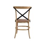 Solid-Oak -Timber-Steel-Country-Cross-Back-Dining-Chair -Set of-2-Oak Stain