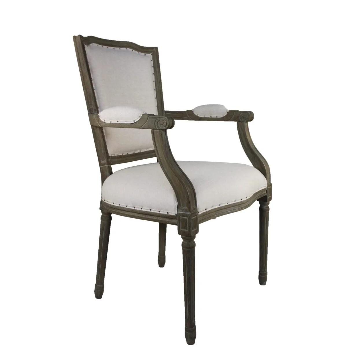 Sumner Oak Linen Dining Armchair HWC009