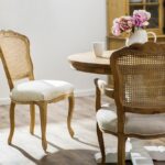 French Provincial Dining Chair with Rattan Back Set of 2