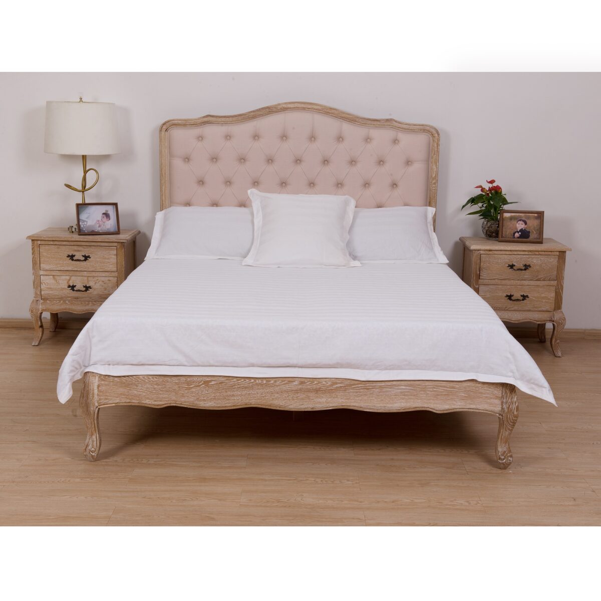 Owlnest_BO062 61_L'Amour Linen Bed Frame_Oak_wood