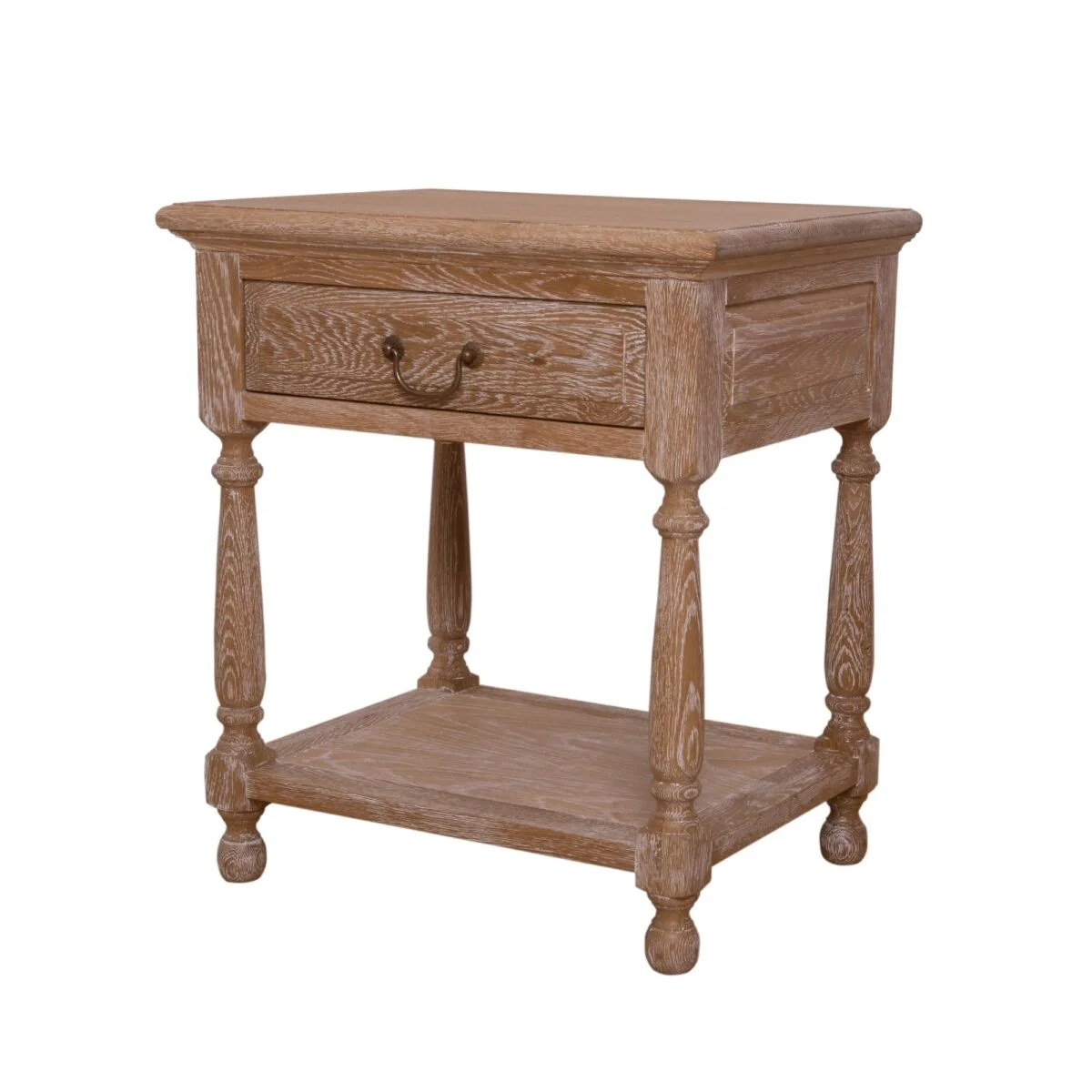 Owlnest CA0087 French Elegance Solid Oak One Drawer Bedside Table With Pull Out Shelf 1s