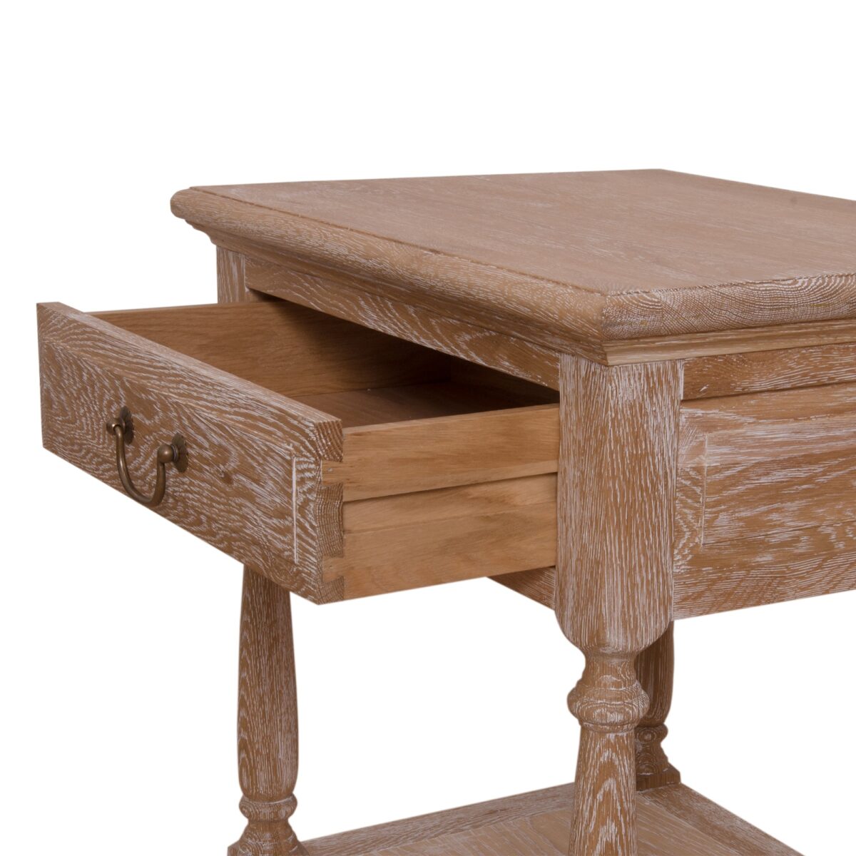 Owlnest_CA0087_French Elegance Solid Oak One Drawer Bedside Table With Pull Out Shelf-8s