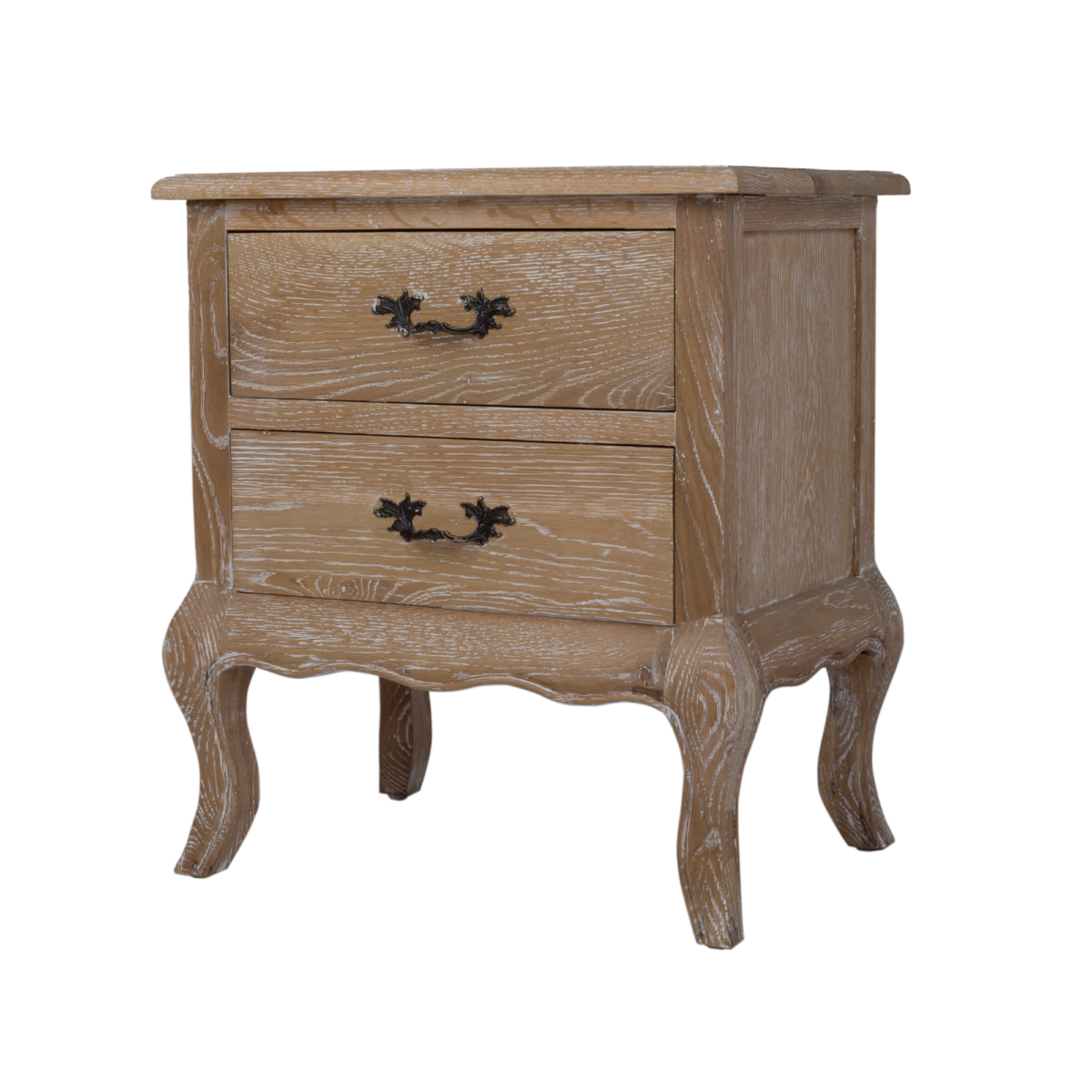 Owlnest_CA0092_Louvre Solid Oak Two Drawer Bedside Table-4new