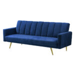Sofa Bed Convertible Velvet Lounge Recliner Couch Sleeper 3 Seater Blue - Image 2